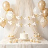 1 Set Sequin And Dove Cross DIY Decorative Hanging Curtain, Easy To Hang, Suitable For Communion, Ba