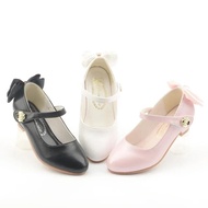 Girl's High Heel Shoes Wedding Party Versatile Children's Leather Shoes Sweet Trend Bowknot Kids Pri