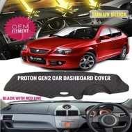 Proton Gen 2 Dashboard Cover Car Dashmat DAD Dashboard Cover Car Non Slip Mat Black PU With Red Line