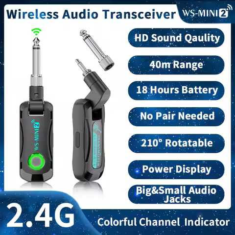 JAMJUM 2.4G Wireless Audio No Charging Box Rechargeable Battery Long Battery Life 6.35/3.5 Audio Jac