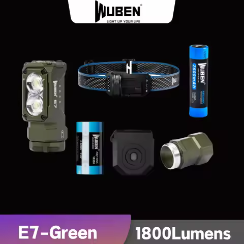 Wuben E7 1800Lumens Ultra-Compact and Lightweight Headlamp&Flashlight Recheargeable Troch Light（Gree