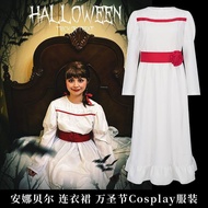 Annabelle Halloween Doll Costume - White Dress Cosplay Outfit