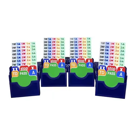 Bridge Bidding Box Set of 4, Dark Blue Contract Bridge Bidding Cards with Plastic Holder, Profession