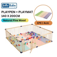 [SG] IMP HOUSE JollyBaby Solid wood indoor playpen 140x200cm / Playmat 4mm thickness Baby Safty