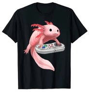Axolotl Fish Playing Video Game White-Axolotl Lizard Gamers T-Shirt Oversized Men Clothing Customize