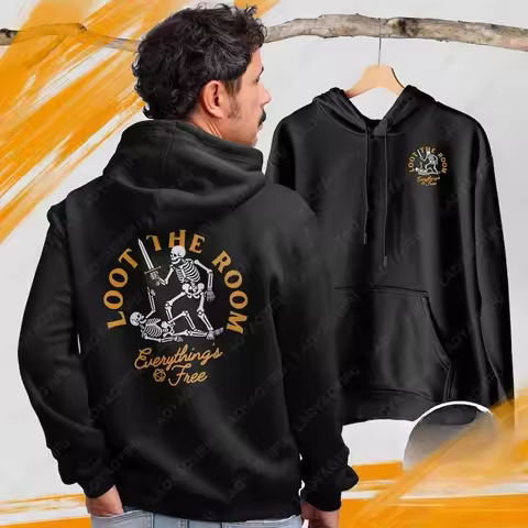 Loot the Room Dungeons and Dragons Hoodie Funny Front Back DnD Hoodie Geeky Gamer Gift Dungeon Maste