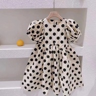 [Hi Baby] 1-12 Y Girls Dress Summer New Style Pure Cotton Polka Dot Dress Loose Princess Dress Korea
