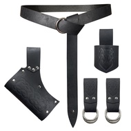 5 Pieces Medieval Belt Costume Accessories Renaissance Skirt Hike Viking Horn Belt Holster Dagger Ho