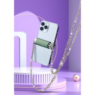 Luxury Universal Detachable Metal Cellphone Smartphone Cover Compatible with Mobile Phones Girls Diagonal Crossbody Chain Back Clip Adjustable Bead Chain Lanyard for Mobile Phones