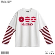 TISSATSU BTS White Long Sleeve Striped Maroon Oversize T-Shirt BTS/ 7-10 Oversized T Shirt Woman
