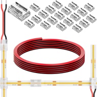 20 Pack 8-in-1 LED Strip Connectors with 6.6FT (2m) 20AWG Wires, for 8mm 2-Pin COB/SMD 2835/3528 LED