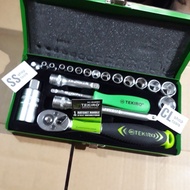 SOCKET WRENCH SET 21pcs Tekiro shock 21pc socket box iron metal case 3/ 8" 1/ 4"