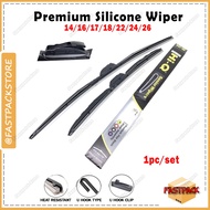 Premium Quality Car Silicone Wiper Blade Front Windshield Wiper Kereta Cermin Besar Tahan Lasak U Ho