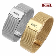 Suitable for ernest borel Road Watch Strap Ultra-Thin Milan Stainless Steel Men Women Buckle Mesh St