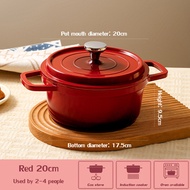 S&S 20/24cm Red Enamel Pot Dutch Oven Stew Pot Ceramic Saucepan【For Induction Cooker & Gas Stove &