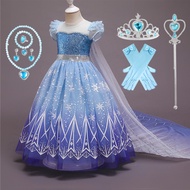 Elsa Dress Princess for Baby Girl Birthday Party Carnival Cosplay Frozen Kids Gown Prom Costume Clothing 4-10T