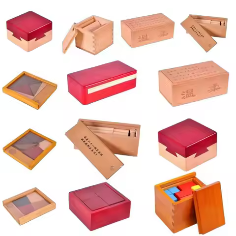 Unlock Wooden Brain Teaser Puzzle Opening Puzzle Box Luban Lock IQ Puzzle Mind Brain Teaser 3D Woode
