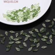 MIQUELGM Green Transparent Leaf Shape Beads, Leaf Shape Green Green Acrylic Leaf Beads, DIY Necklace