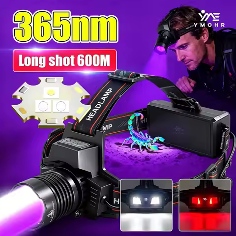 GRCKT 365nm UV Light Purple Light Lamp, Black Light Lamp, Pet Skin Detection, Telescopic Zoom,9 Mode
