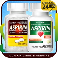 GENUINE HealthA2Z Aspirin 325mg, Uncoated l HealthA2Z Aspirin 81mg (300 Tablets), Low Strength, Ente