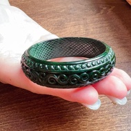 老花青翡翠寶寶雕花手鐲 | 14.5圍 | 天然緬甸玉A貨翡翠 | 送禮