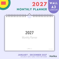 Monthly Planner 2027 | A3 | Walls | Calendar