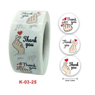 [Model K-03 25] Roll of 500 Thank you Stickers - Super Cute Thank you Stamps