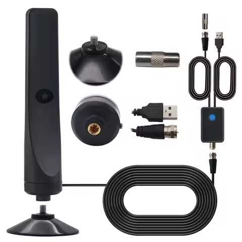TV Digital Antenna with Signal Booster Portable Antenna Support 4K 1080P Suction Cup TV Antenna Plug
