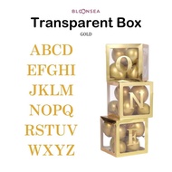 Transparent Balloons Box Gold Customs Name Block A-Z 0-9 Birthday Sticker Letter Number Diy Cube Met