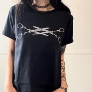 Penghantaran 24 Jam CODBaju T Wanita Musim Panas Gaya Grunge 90an Punk Emo Kpop Cetakan Moden Gaya L