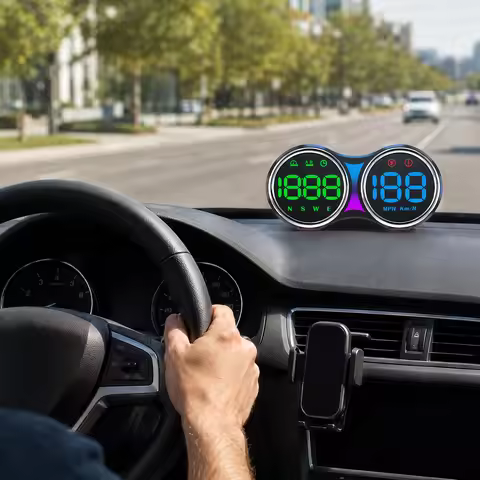 GPS Satellite Dual HUD 4 Inch Speedometer KM MPH Switch Overspeed Alert USB Suction Cup Car