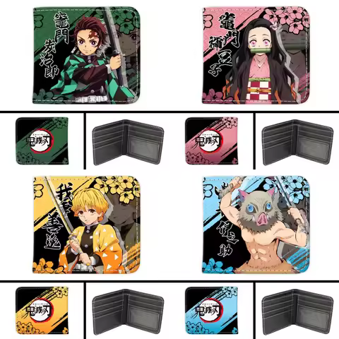 Anime Demon Slayer Wallet Kamado Nezuko Peripheral Cartoon Giyuu Short Two Fold Wallet Cool Change S