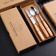Bearpaw 3 PCS Wooden Cutlery Cutlery Cutlery Set - KA2020 - Silver
