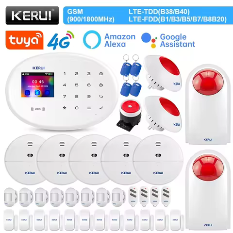 KERUI W204 Alarm Security System 4G WIFI GSM Alarm Tuya Smart Support Alexa Motion Sensor Siren RFID