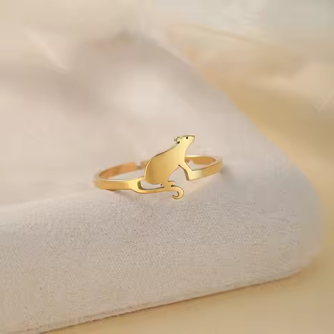 Chandler Stainless Steel Mouse Ring Cute Cartoon Rodent Jewelry Simple Jewelry Birthday Party Gifts 