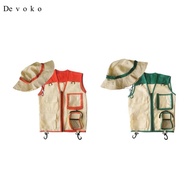 [Devoko] Kids Explorer Vest and Hat for Boys Girls Outdoor Exploration Set Children Costume for Camp