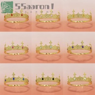 AARON1 King Tiara Crown, Shiny Vintage Baroque Crown, Luxury Multicolor Adjustable Headwear Ancient 