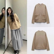 Za.Ra Standard Round Neck Sweater Au.th Tuon Black Brown Hot 2025