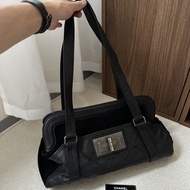 CHANEL 香奈兒 2.55 黑色 小牛皮 × 燈芯絨 × 銀色金具 肩背包