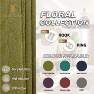 Premium Floral Collection Curtain / Eyelet Siap Pasang / Langsir Tebal / UV Sunblock Curtain / Noice
