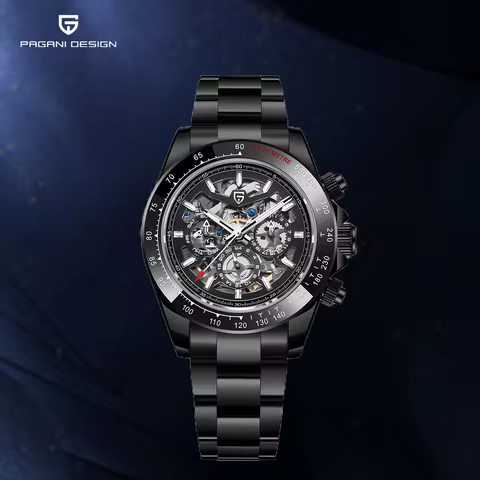 PAGANI DESIGN Fashion Rainbow Bracelet Men's Mechanical Watch Stainless Steel 100m Waterproof Hollow