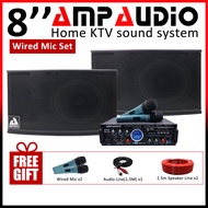 AmpAudio Karaoke Speaker Set 8inch speaker Full set