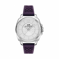 【COACH】經典LOGO浮雕矽膠手錶-深紫
