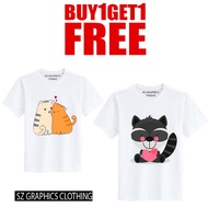 SZ GRAPHICS T SHIRT WANITA KAOS WANITA BAJU WANITA ATASAN WANITA DISTRO WANITA LOVING CAT CUTE BLACK