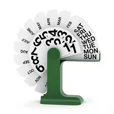 31BA Desk Permanent Calendar ABS Plastic Flipping Calendar with Dates Week Month Displays for Office
