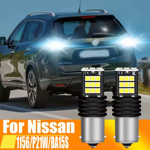 2pcs LED Backup Light Reverse Lamp P21W BA15S 12v Canbus For Nissan Terrano X-Trail Navara NP300 D23