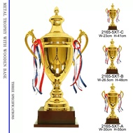 METAL TROPHY WITH WOODEN BASE