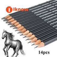 I know 14 Pcs/set Professional Sketch and Drawing Writing Pencil Stationery Supplies 1B 2B 3B 4B 5B 