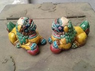 【啟秀齋】委託代售 絕版品 台灣交趾陶名師 呂勝南創作 小對獅 物品所在地: 高雄 限自取 跤趾陶 交趾燒