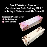 (5 pcs) Cake Box Roll Cake Box Packaging Hampers Box Roll Cake Macaroon Size 22 x 6 x 6 cm